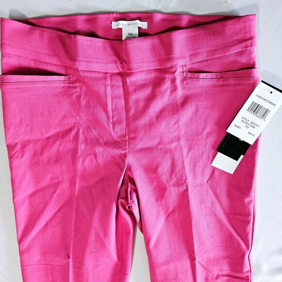 Linda Matthews Womens Ankle Pants Pink Size PM Rayon Blend Stretch Pockets - Picture 8 of 12